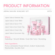 Japan Sakura skincare set with products and packaging on a white background