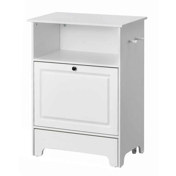 White corner cabinet with a drawer on a white background