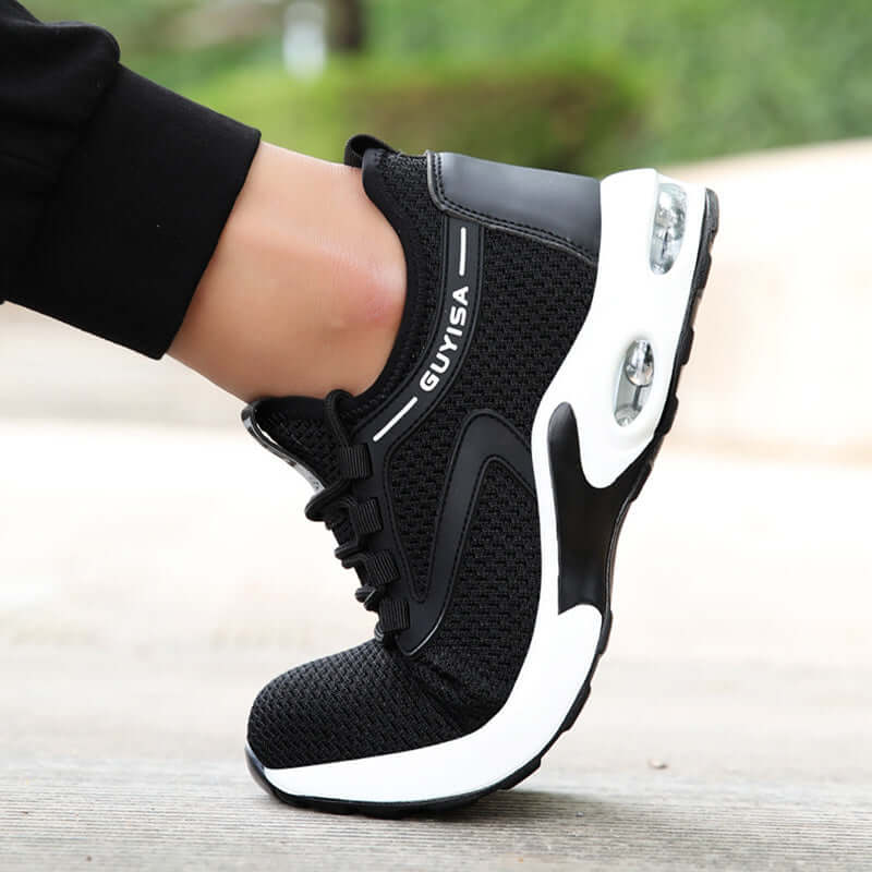 Black Lightweight Safety Sneakers for Men – Breathable Comfort for Work, Gym & Travel – Perfect for Casual, Tennis & Running