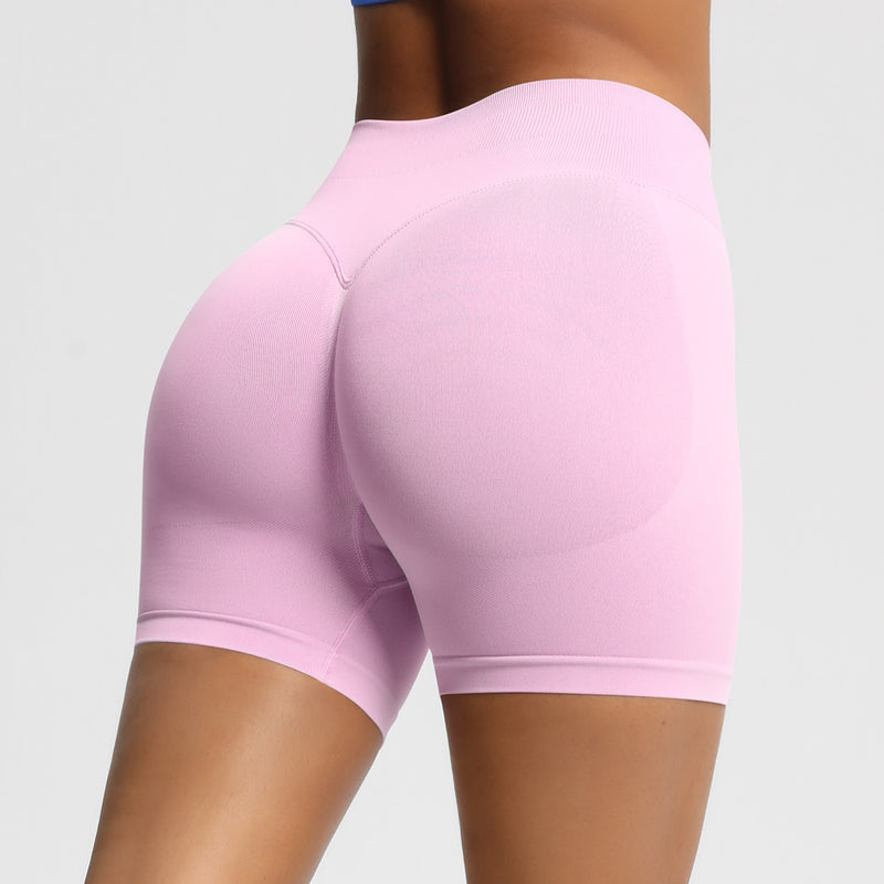 Seamless Three-section Waist Fitness Shorts Women's High Top Sports Yoga Shorts,Sizes: XS-XXL