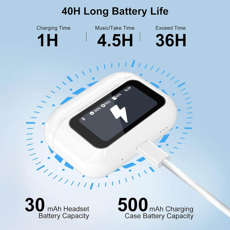 Ultra-Comfort Wireless Earbuds - 5.4 Bluetooth, Touch Control, ANC/ENC Noise Cancelling & Microphone for Ultimate Sound on Any Device