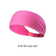 Pink headband on a white background with color code 'A16-04 rose red'.