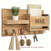 Stylish Wooden Key & Mail Organizer - Farmhouse Floating Shelves