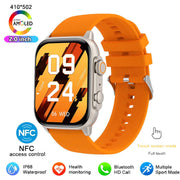 Smartwatch with orange band on a white background