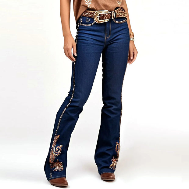 Butt-Lifting Bootcut Jeans with Statement Embroidery