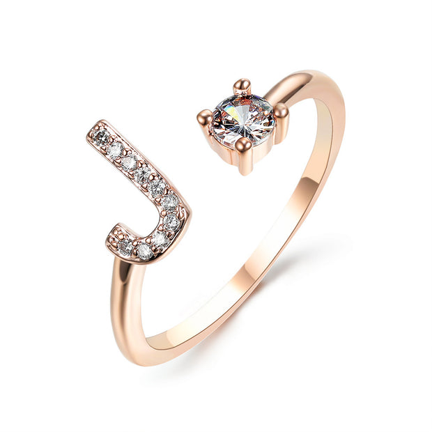 Alphabet Initial Letter Ring for Women - One Size Fashion Jewelry
