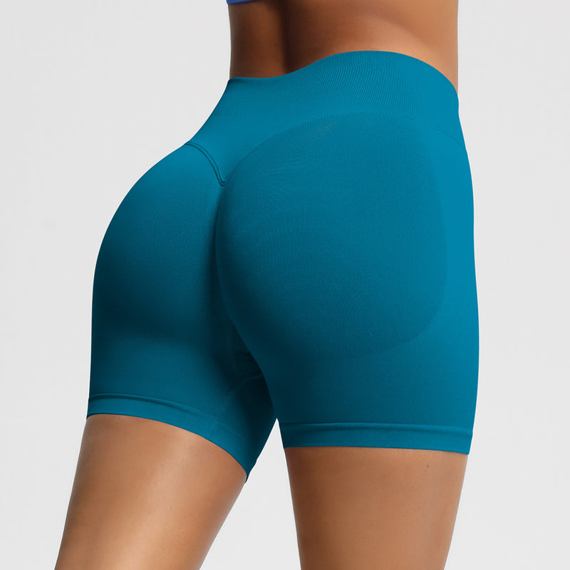 Seamless Three-section Waist Fitness Shorts Women's High Top Sports Yoga Shorts,Sizes: XS-XXL