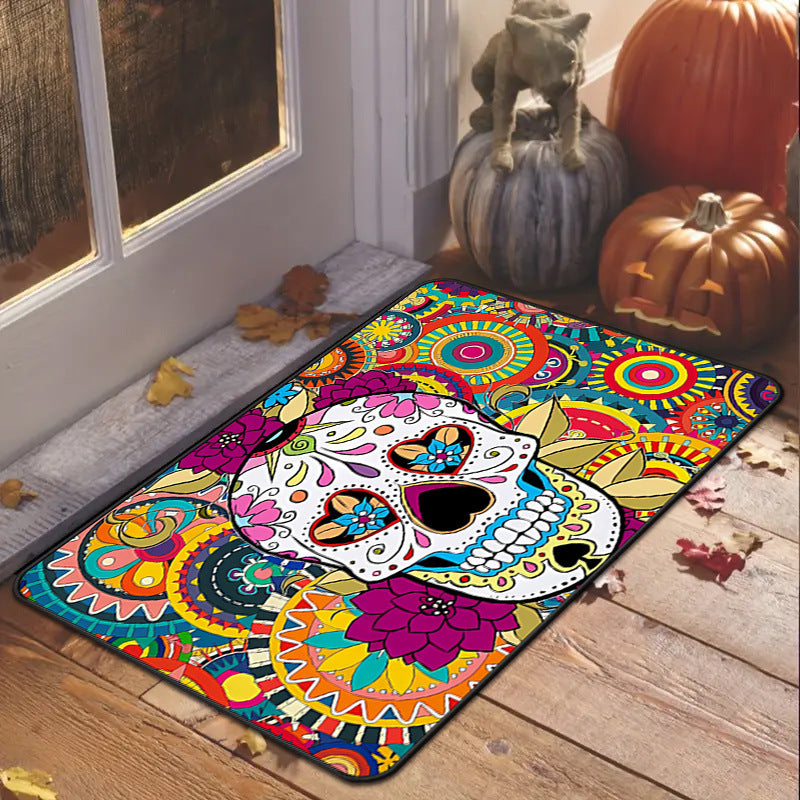 Halloween Porch Doormat Skull Entry Door Absorbent Door Mat