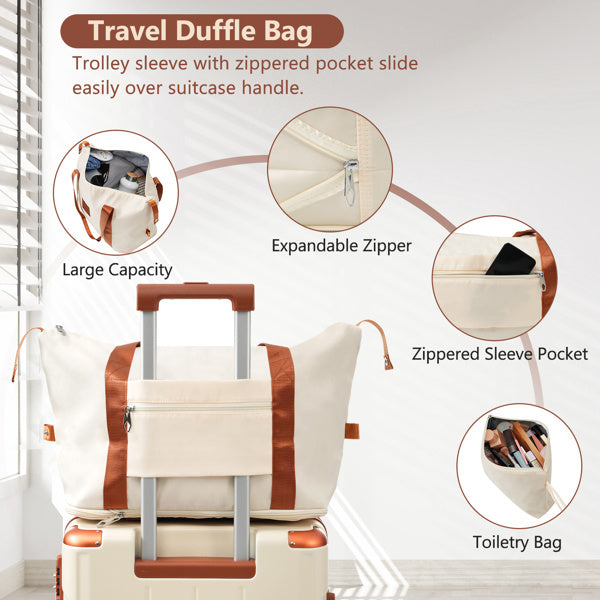 Hardshell Carry-On Luggage Set &amp; TSA Lock - Stylish White Travel Gear for Adventurers