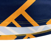 A-Line Midi Dress for Women - Geometric Print, Semi-Zip Neck, Long Sleeves