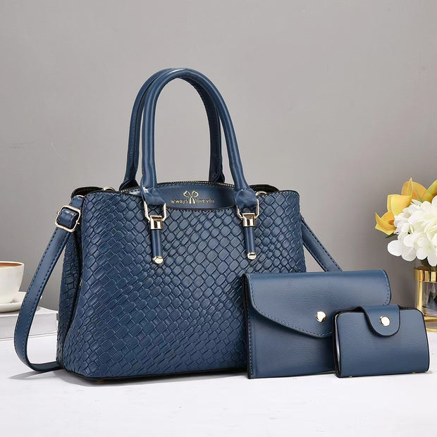 Always I Love You Woven Texture 3-Piece Bag Set - Stylish & Functional Luggage for Every Adventure