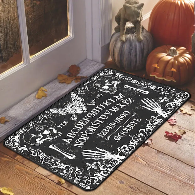Halloween Porch Skull Doormat For Entryway- Absorbent Door Mat