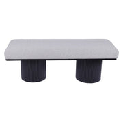 Light Grey Boucle Upholstered Bench with Bold Black Legs – Elevate Your Bedroom & Living Room Style Effortlessly!