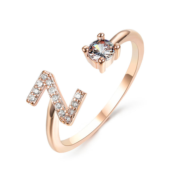 Alphabet Initial Letter Ring for Women - One Size Fashion Jewelry