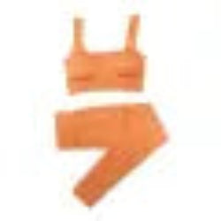 Orange top and shorts set on a plain background