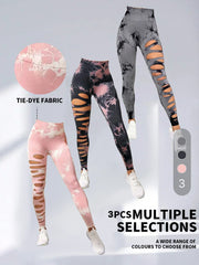 womens tie dye cutout tights
