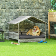 Stylish Rattan Dog House with Canopy 