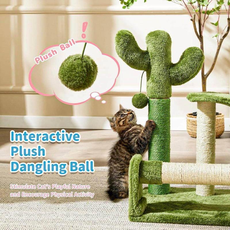 Cactus Cat Scratching Post - Natural Sisal Rope, Easy Assembly, Eco-Friendly Fun for Your Feline Friend!