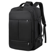 Black backpack on a white background