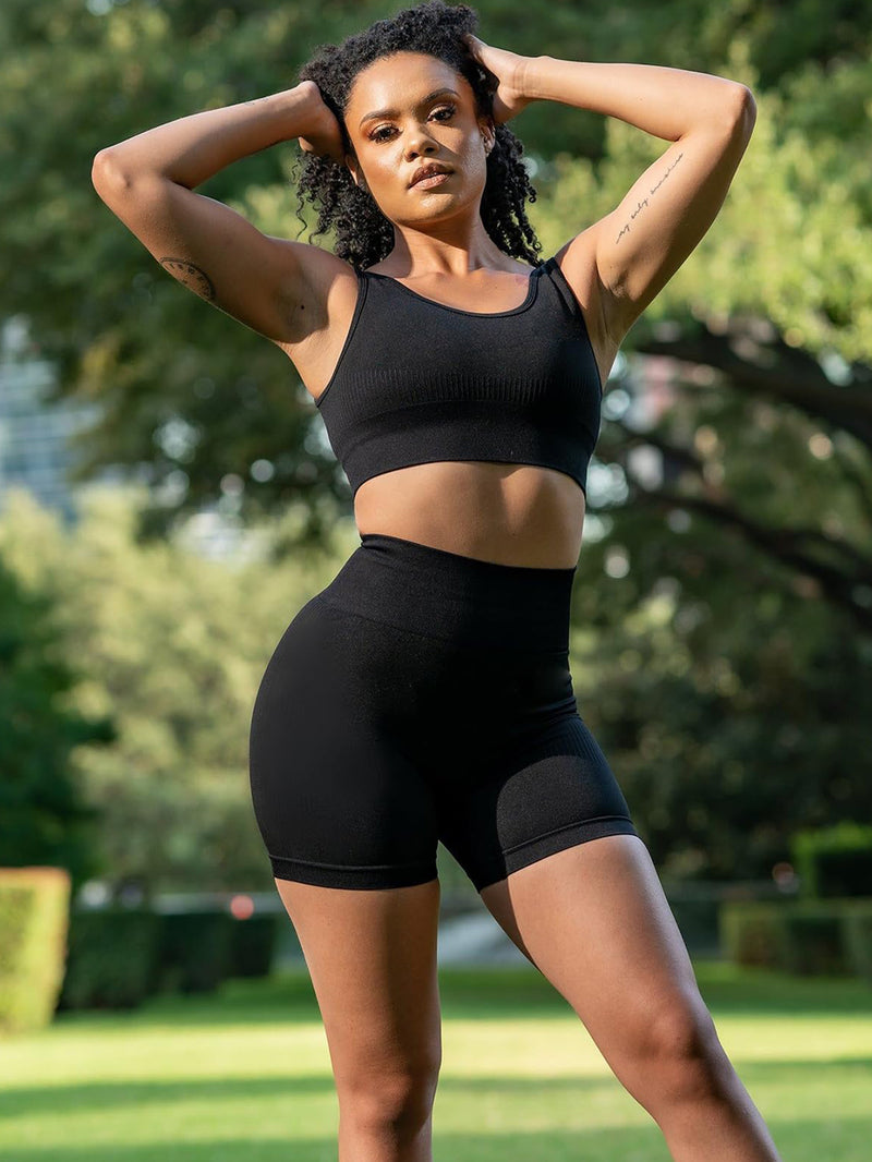 3 pack - High-Waisted Black High Waist Shorts for Ultimate Comfort &amp; Confidence - 3 Points Design