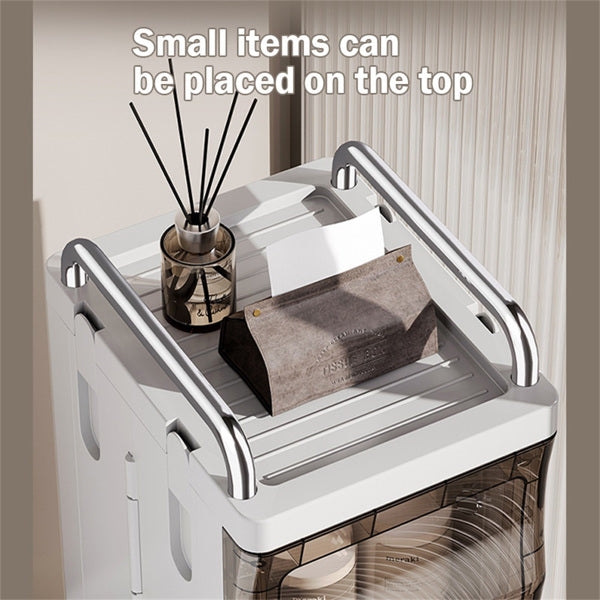 Small items on a kitchen shelf with text 'Small items can be placed on the top'.
