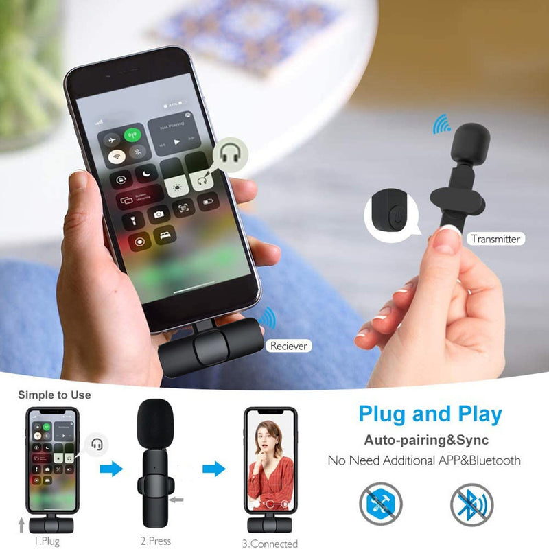 Crystal Clear Wireless Lavalier Microphone for iPhone & Android - Long Battery Life for Effortless Live Streaming & Gaming