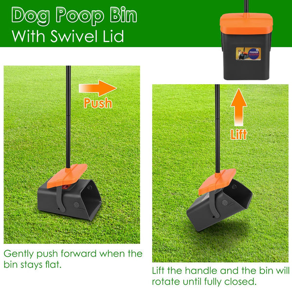 Ultimate Dog Poop Scooper Kit – Heavy-Duty Rake & Swiveling Bin with 35 Bags for Effortless Cleanups!