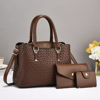 Always I Love You Woven Texture 3-Piece Bag Set - Stylish & Functional Luggage for Every Adventure