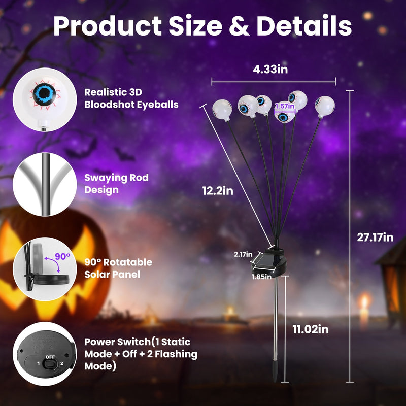 Solar Eyeball Lights Halloween Decor- 2pk