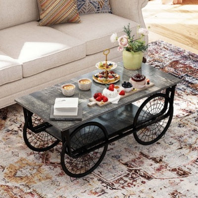 Elevate Your Living Room with a Sturdy Black Retro Coffee Table – Stylish Rectangle Design Perfect for Modern Homes