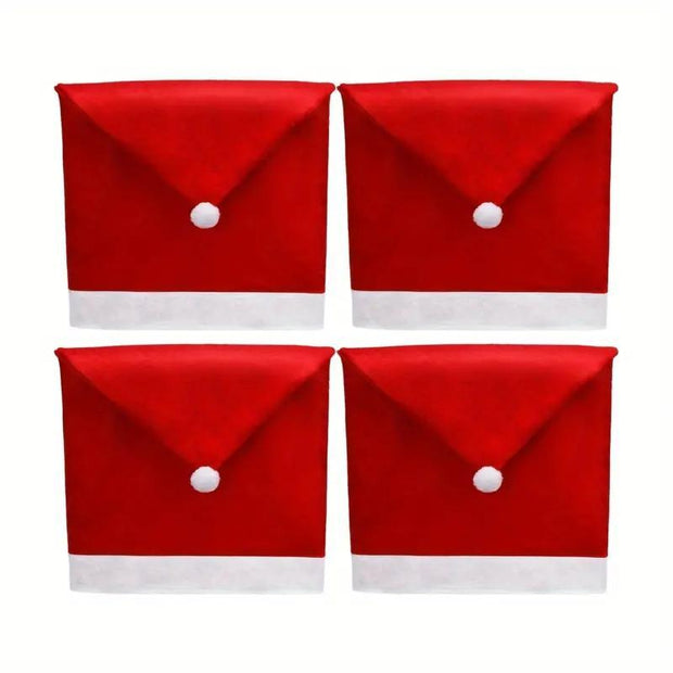 12pcs Christmas Santa Hat Chair Covers for Holiday Decor