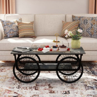 Elevate Your Living Room with a Sturdy Black Retro Coffee Table – Stylish Rectangle Design Perfect for Modern Homes
