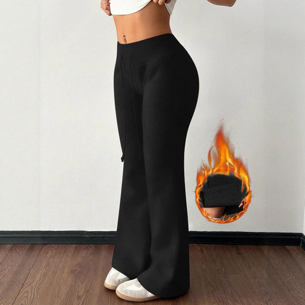 High Waist Padded Fleece Sweatpants for Comfort and Warmth