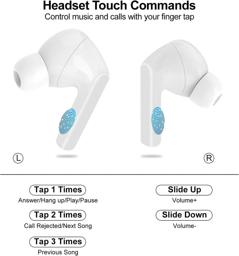 Ultra-Comfort Wireless Earbuds - 5.4 Bluetooth, Touch Control, ANC/ENC Noise Cancelling & Microphone for Ultimate Sound on Any Device
