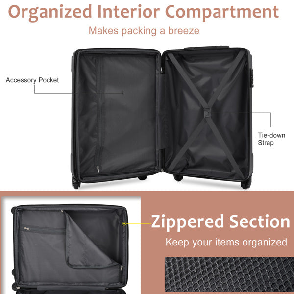 Hardshell Carry-On Luggage Set &amp; TSA Lock - Stylish White Travel Gear for Adventurers