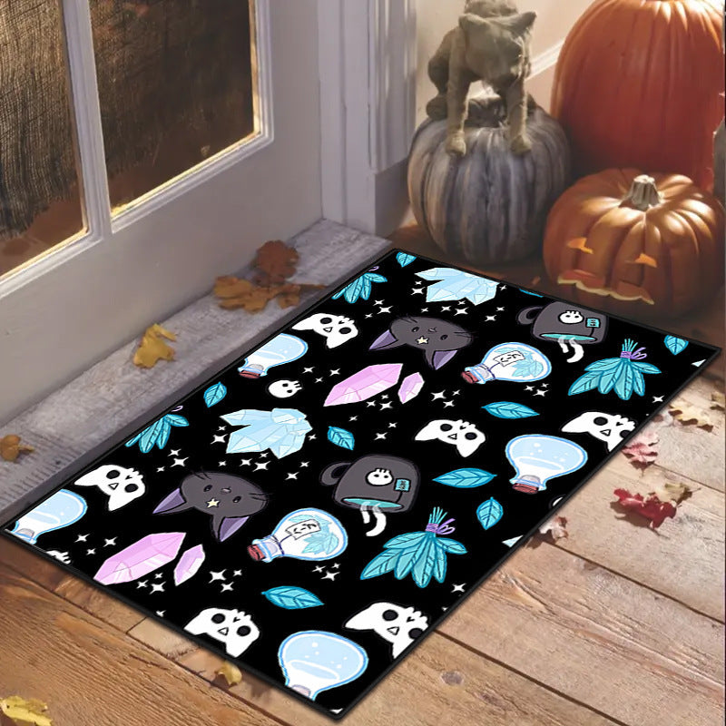 Halloween Porch Doormat Skull Entry Door Absorbent Door Mat