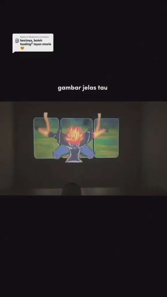 Projection of an animated character on a wall, showcasing clarity and vibrant colors.