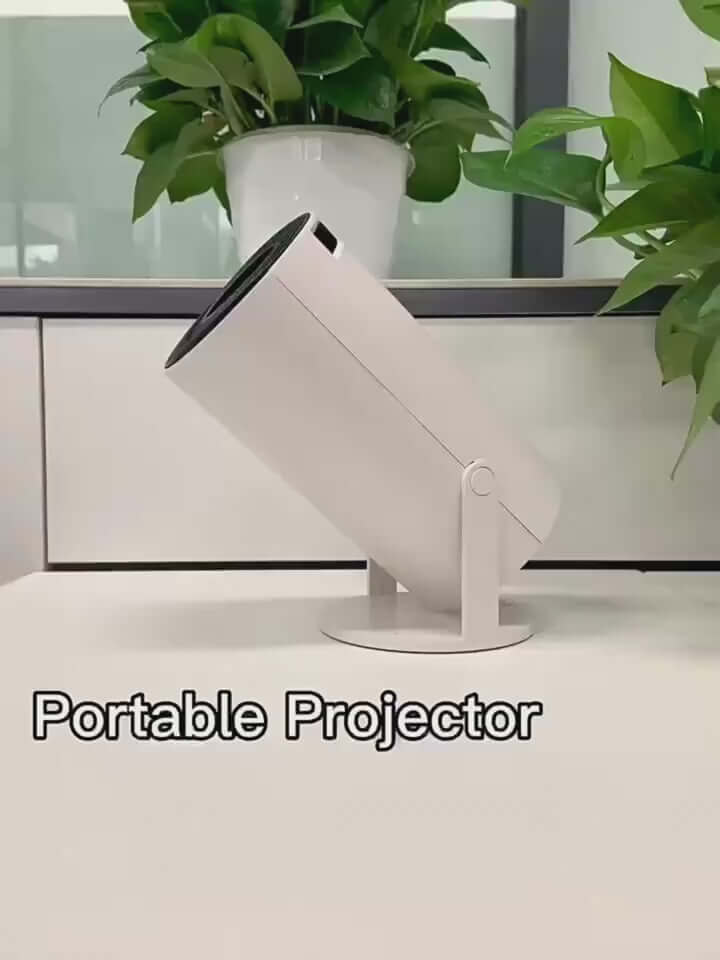 Portable projector with a sleek design, ideal for home entertainment